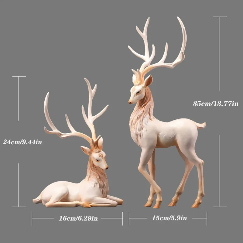 Deer Decoration Reindeer Ornaments Resin ELK Sculpture For Living Room y Nordic Home Decor Sculptures Figurines 241120