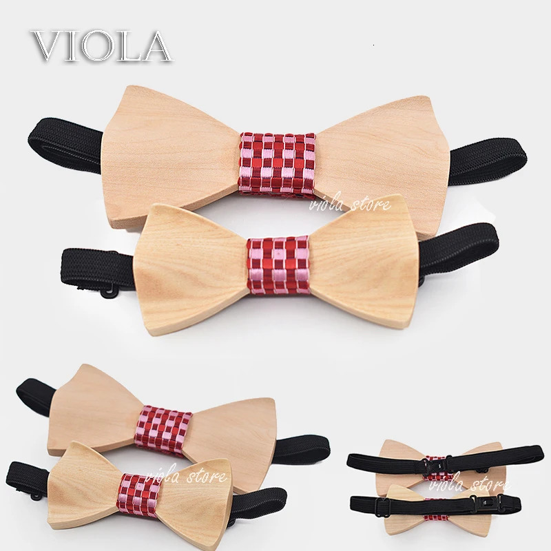 Fashion Chic Father Son Wood Bowtie Men Women Kid Pet Butterfly Suit Tuxedo Party Dinner Wedding Cravat Gift Creative Accessory 240415