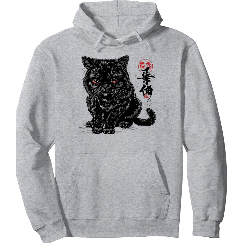 Hoodie for Mens Womens Black Cat Japanese Art Kitten Lover Kawaii Anime Gift Pullover Hoodie Graphic Hoodies sweatshirt cool