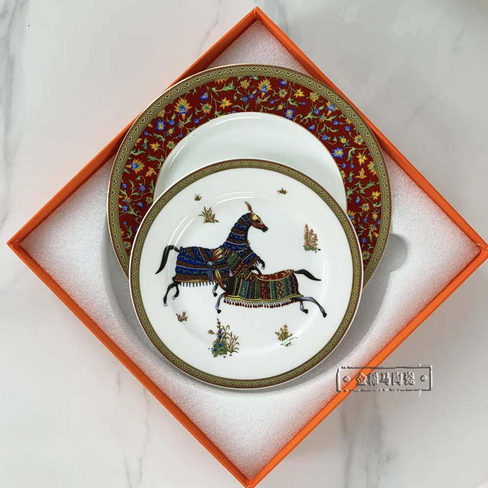 High end exquisite Western style steak plate Western food plate 10 inch circular hotel banquet ceramic tableware home dessert plate S2566