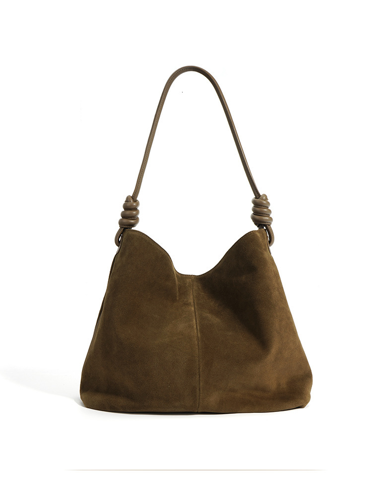 All-Match Chamois Matte Suede Cowhide Leather Tote Large Capacity Designer Maillard Dressing Coffee Winter Ladies Handbag Tie Dye BagVoyage