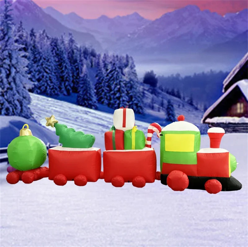 3.6M/11.81FT Inflatable Toy Train Christmas Decoration Year Santa Claus Decoration Inflatable Party Outdoor Decoration 241120