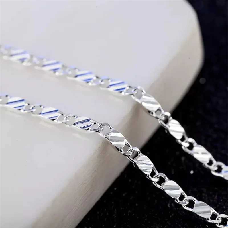 Fashion 18k gold necklace 2MM 16/18/20/22/24/26/28/30 inch womens side chain necklace mens jewelry silver necklace W241120