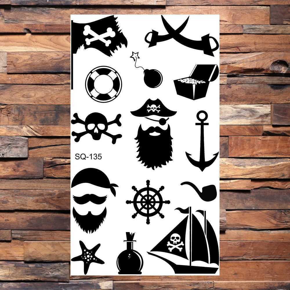 Black anchor temporary tattoo suitable for adults real compass pirate lighthouse unlimited fake tattoo stickers body and arm tattoosXJ25414