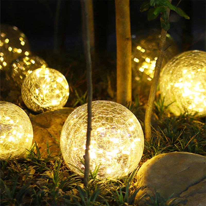 Outdoor Waterproof Led Solar Garden Lights Cracked Glass LED Lights for Walkway Path Patio Park Yard Light Holiday decoration 241119