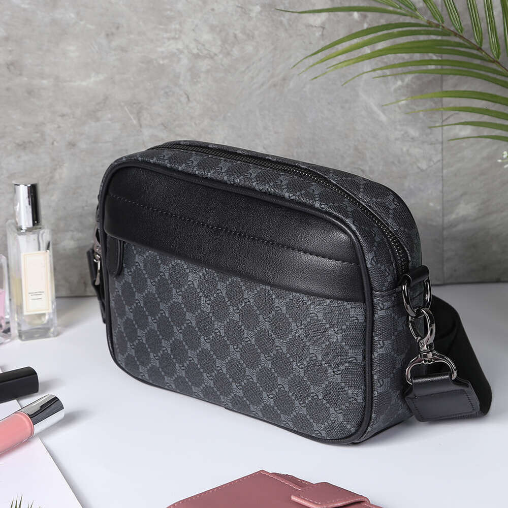 Casual Crossbody for Men's PU Leather Male Business Small Square Classic Pattern Messenger Bag Man Plaid Shoulder Bags