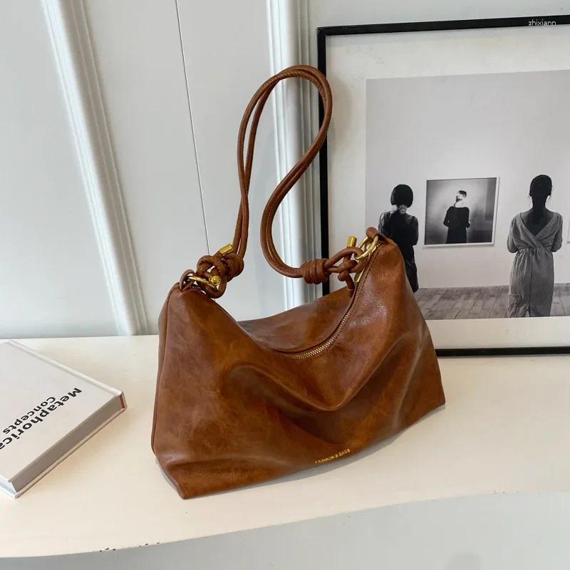 Drawstring Large Capacity Shoulder Bag PU Leather Crossbody Commuter Leisure Underarm Fashion Handbag Bags For Women