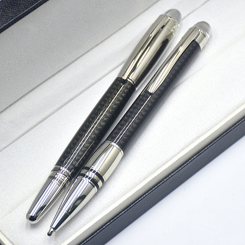 wholesale AAA Monte Star-Walk Series Black Carbon Fibre Rollerball Pen Crystal Top Business Office Writing Ballpoint Pens High Quality