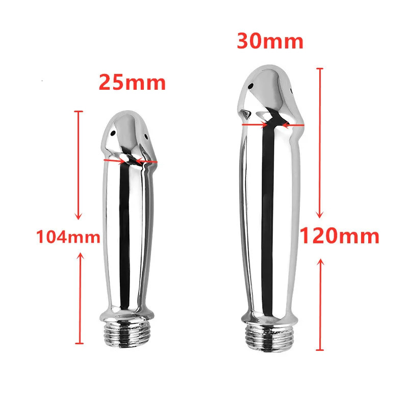 Metal Steel Douche Enema Syringe Anal Shower Head Beads Anal Cleaning Kit Butt Plug Attachment Nozzle Tip Gay Sex Toy Man Woman 240419