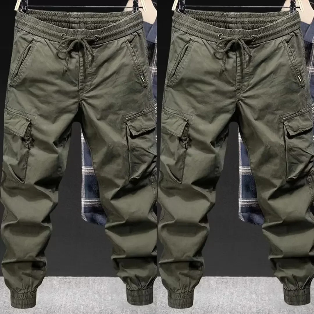 Trendy Casual Cargo Pants Mens Loose Fit Solid Color American Style For Spring Autumn 241119