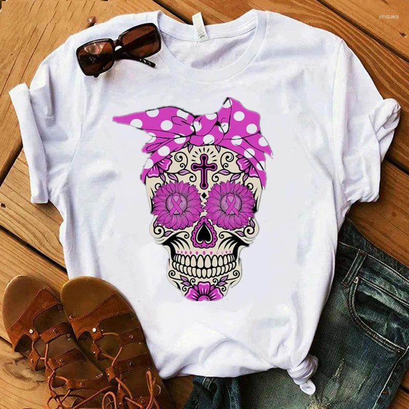 Womens T Shirts Halloween Cloth Crown Skull Funny Graphic T-shirt 2024 Fashion Style O Neck 90S Shirt Girl Casual Short Sleeve Printed