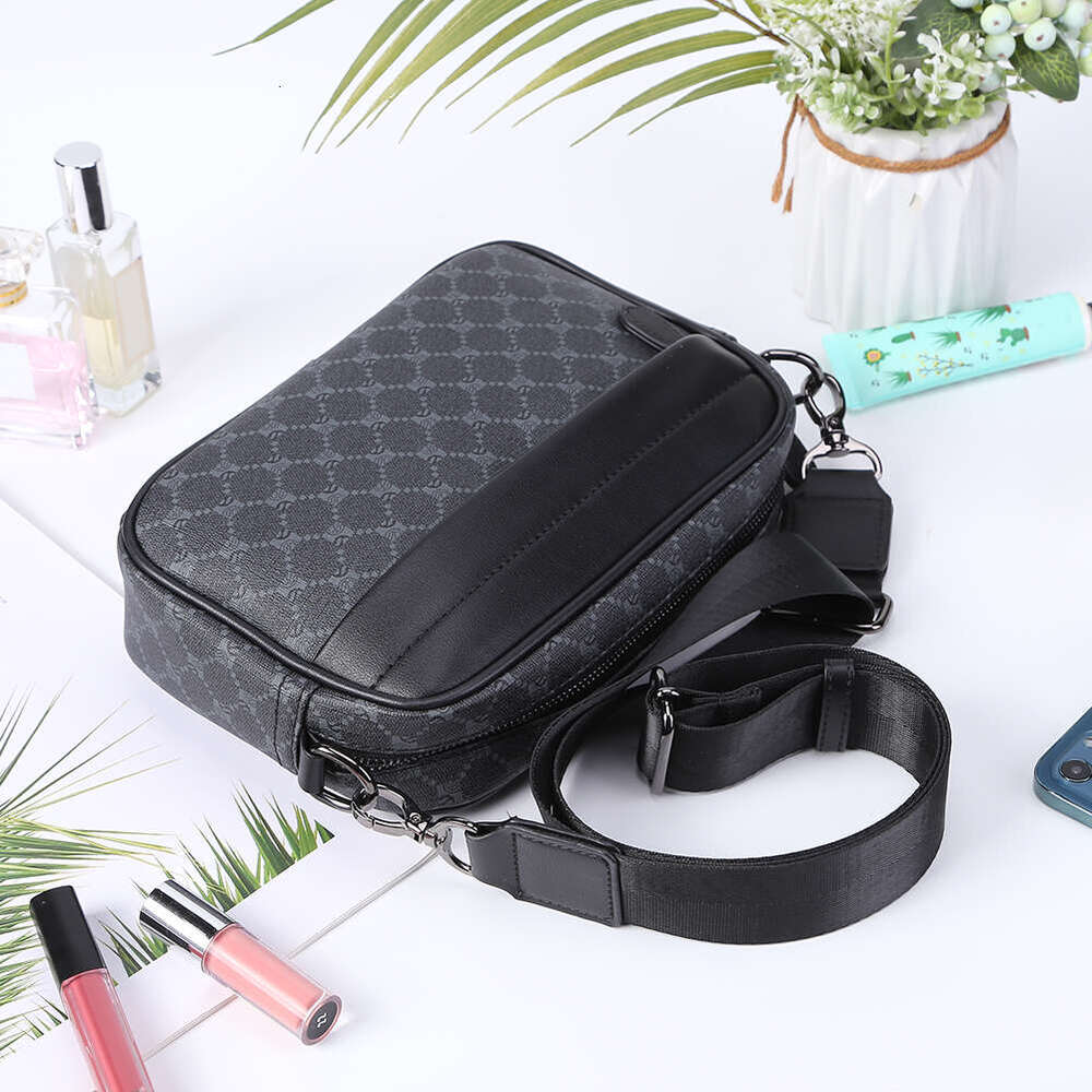 Casual Crossbody for Men's PU Leather Male Business Small Square Classic Pattern Messenger Bag Man Plaid Shoulder Bags