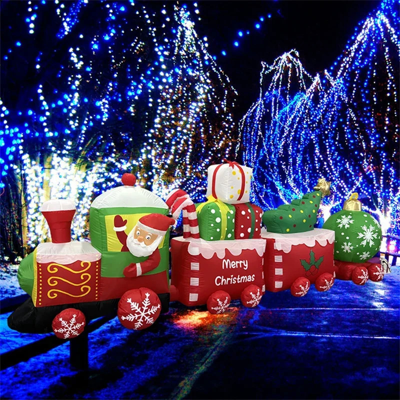 3.6M/11.81FT Inflatable Toy Train Christmas Decoration Year Santa Claus Decoration Inflatable Party Outdoor Decoration 241120