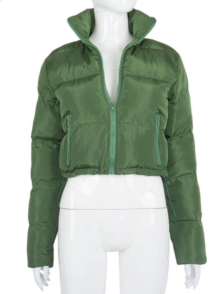 Weird Puss Winter Down Jacket Women Casual Thick Bubble Coat Warmth Zip Pocket Cropped Puffer Parka Streetwear Trend 241119