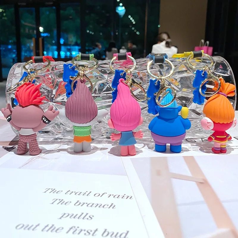 Creative Cartoon Trolls Doll Keychain Pendant Bag Car Key Chain Accessories Gift Promotion 240409