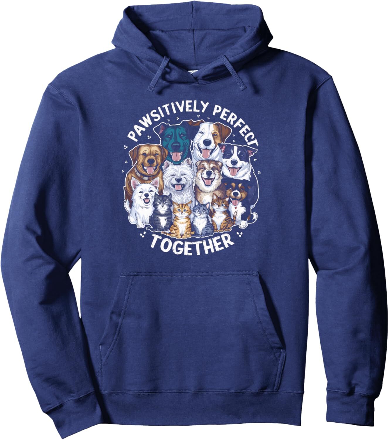 Hoodie for Mens Womens Dog Lover Cat Lover Pawsitively Perfect Together Pet Owner Pullover Hoodie Graphic Hoodies sweatshirt cool