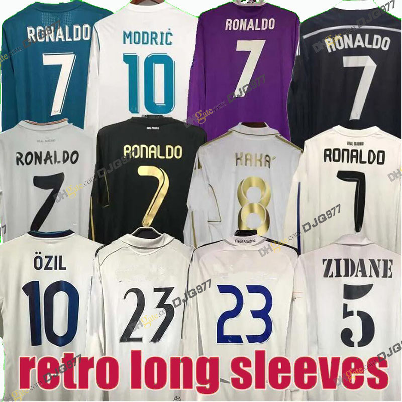 Retro Soccer Jersey long sleeve Football shirts GUTI Ramos SEEDORF CARLOS 10 11 12 13 15 16 17 RONALDO ZIDANE RAUL 00 02 03 04 05 06 07 finals KAKA