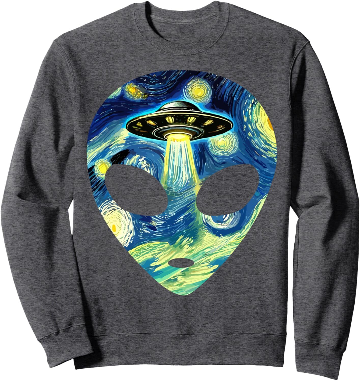 Long Sleeve Shirts for Men sweatshirt Alien Head Flying Saucer Starry Night Van Gogh Painting Art Sweatshirt T shirt Tee Streetwear Casual tops clothe