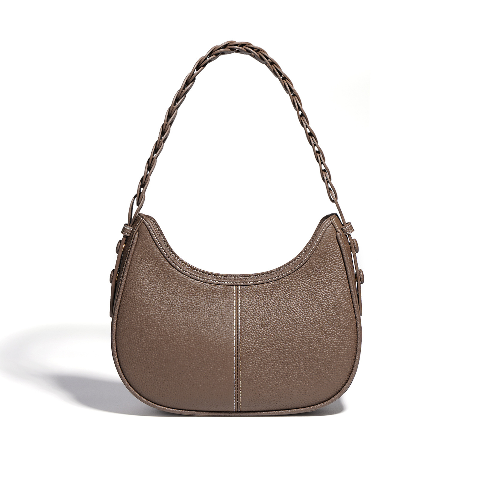 New Arrival Women's Top Grain T Handbag Stylish Casual Texture Genuine Leather Crossbody Messenger Bag Pleated BagVoyage