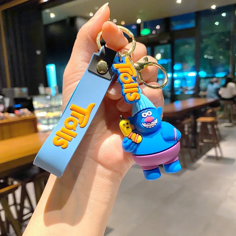 Creative Cartoon Trolls Doll Keychain Pendant Bag Car Key Chain Accessories Gift Promotion 240409
