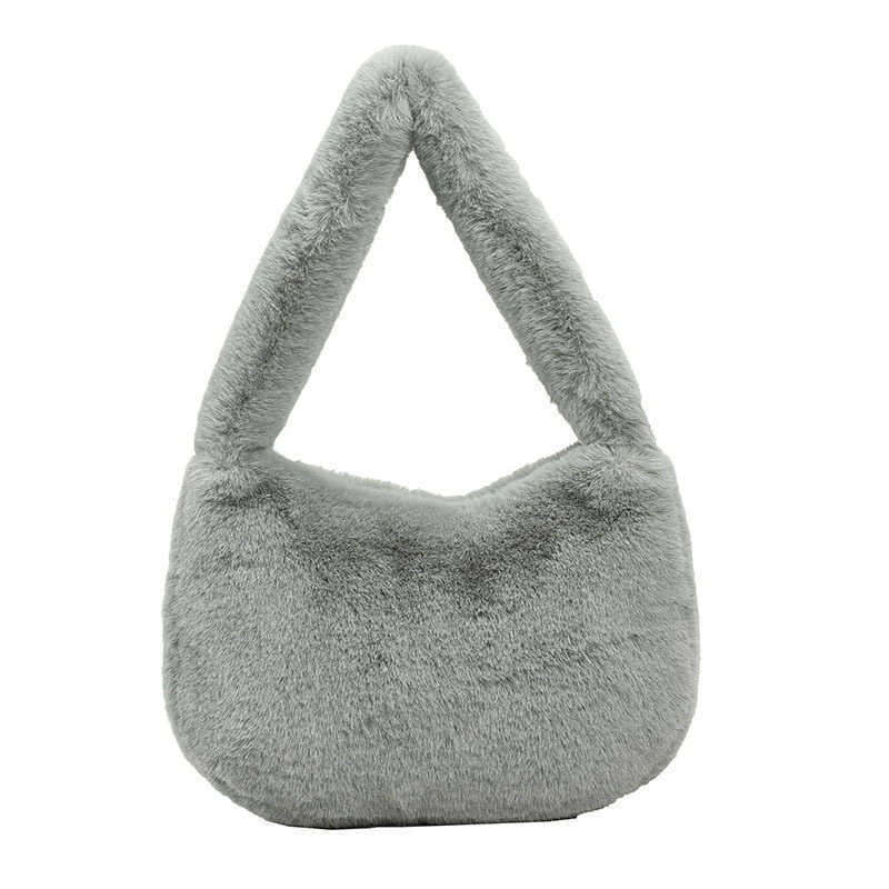 Plush Bag Women's New Fashionable Simple Short Plush Cloud Bag Versatile Western Style Large Capacity Single Shoulder Underarm Women's Bag 2