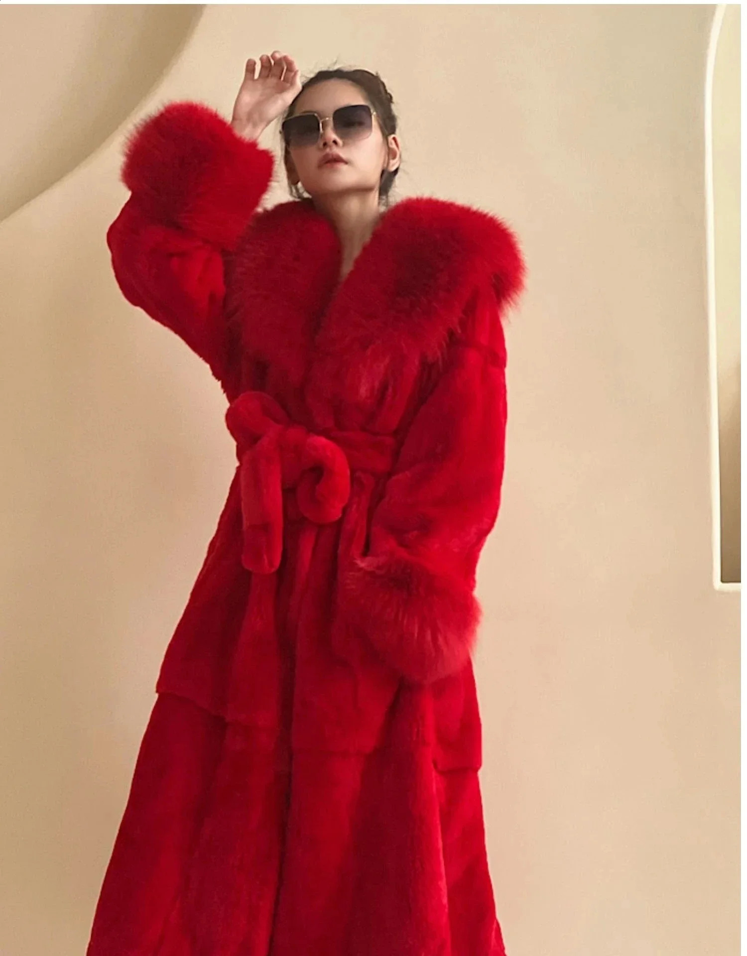 Mink Red Fur Coat Women Faux Long Coats Winter Thick Warm Female Jackets Ladies Parkas Oversized Overcoat 241120