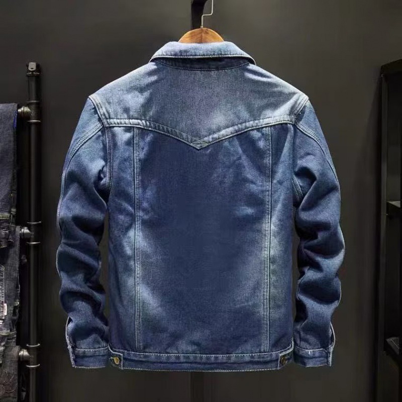 Thick denim coat for men autumn and winter new lamb men's casual jacket warm cotton-padded jacket m017