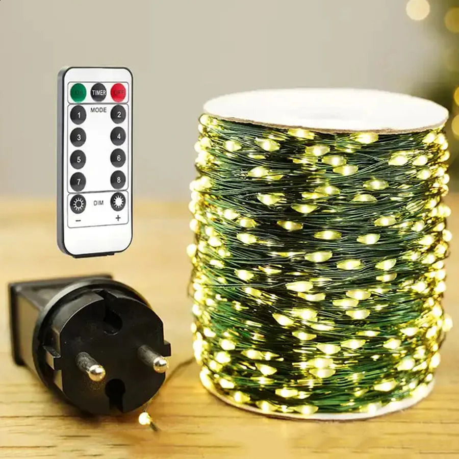 30m 50m 100m 200m Christmas Tree Copper String Light With Remote DC24V Green Copper Wire Fairy Light Wedding Party Garland Light 241119