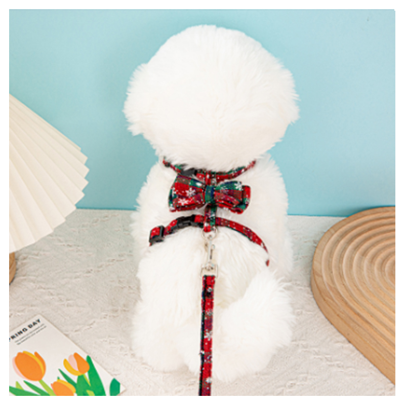 PET2024 New Christmas Element pet leash I-beam dog leash chest and back pet cat chain factory sale