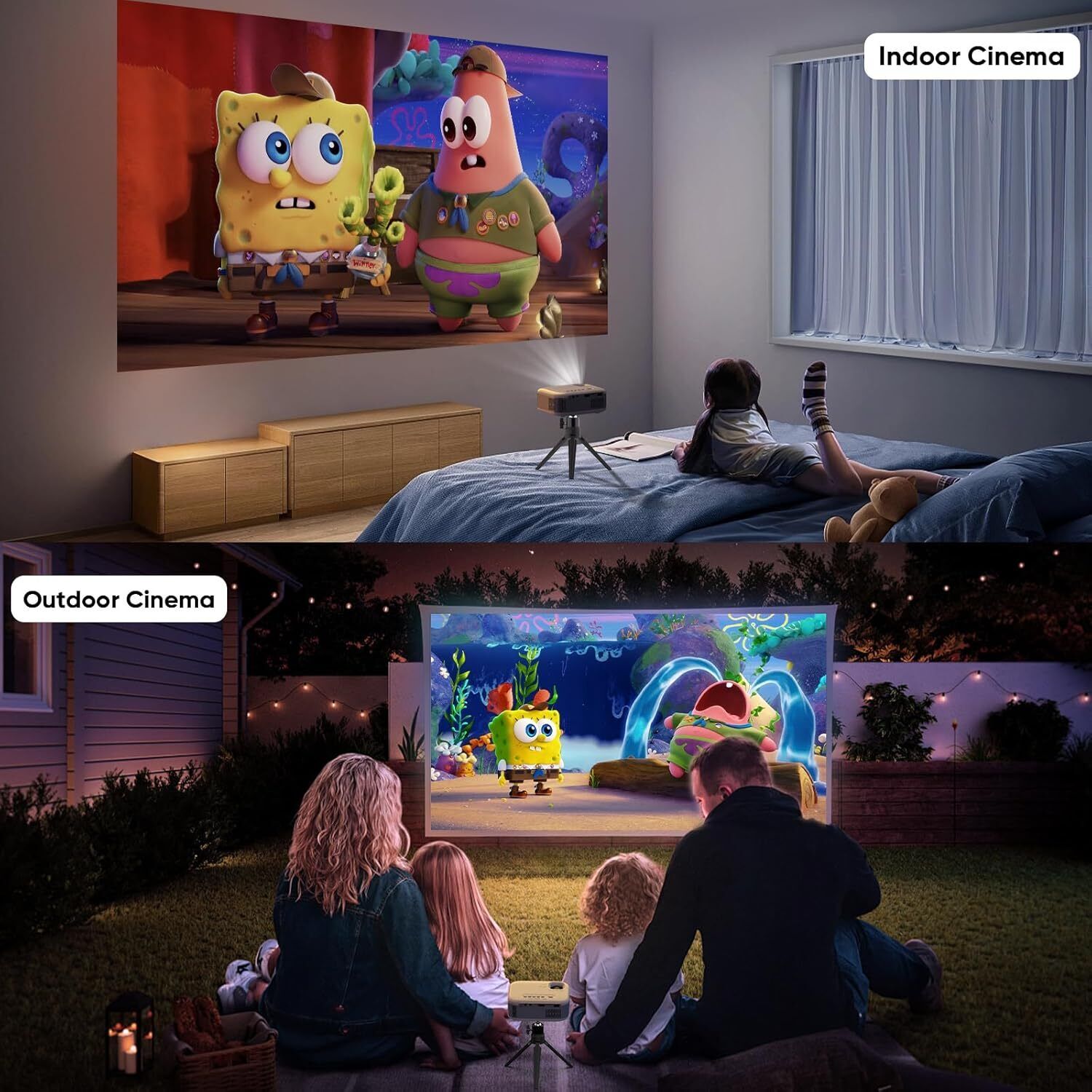 Mini Projector LED 1080P WiFi Bluetooth Ultra HD Portable Home Theater 200 Inch Display Screen
