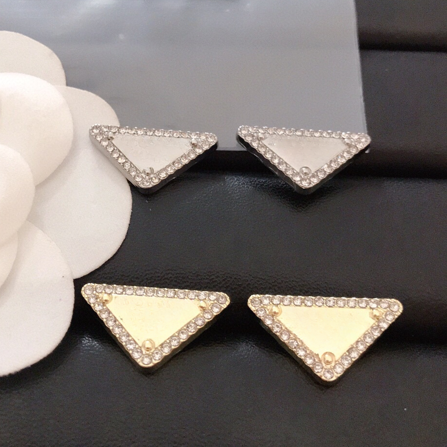 Luxury Earrings Designer Stud 18k Gold Plated Women Letter Tri angle Earrings Girls Wedding Jewelry Gift