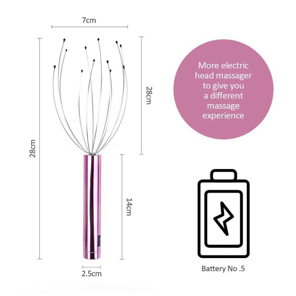 Electric Fish Head Massager for Scalp Relaxation Neck Body Relaxation Muscle Pain Relief Health Care Tool Automatic Metal Head Scalp Claw W241120