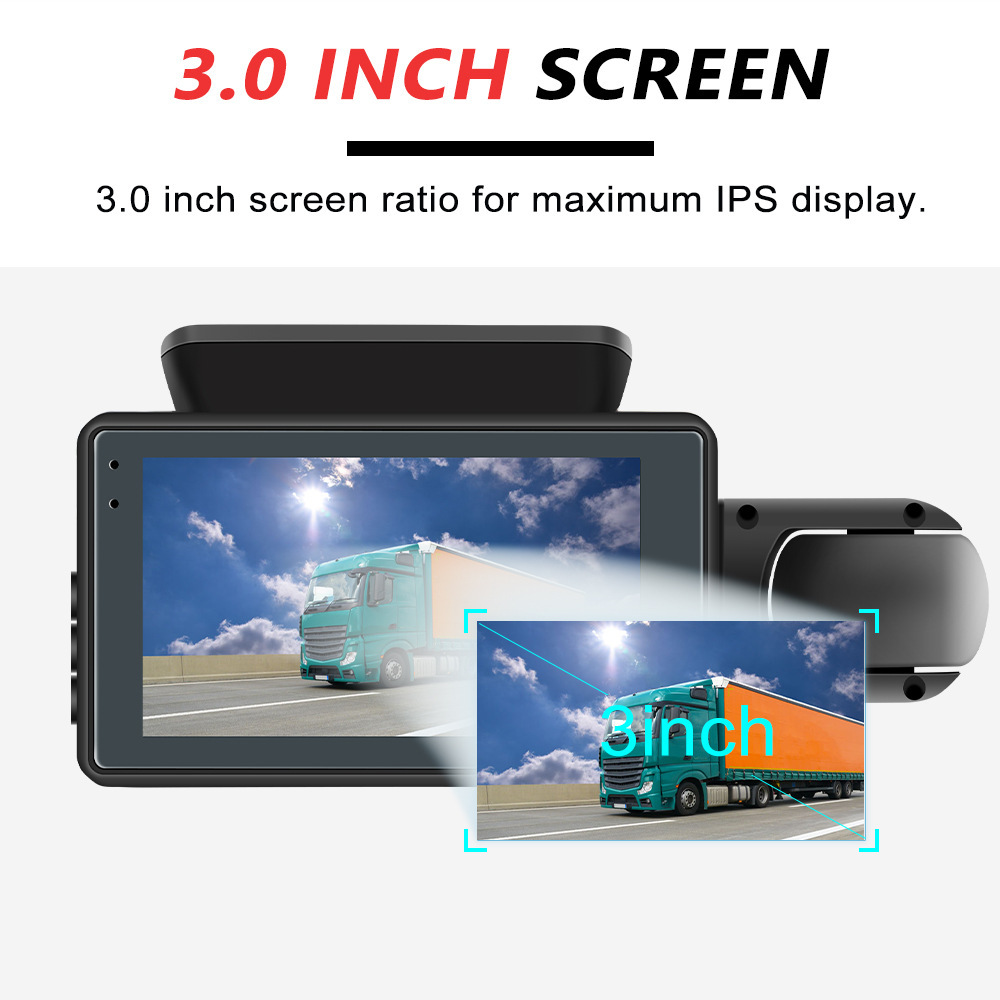 3 inch WIFI Car DVR IPS Screen 1440P Driving Recorder With Front and Rear Dual Lens Wide Angel DVR Auto Parking Reversing Driving Night Vision Camcord