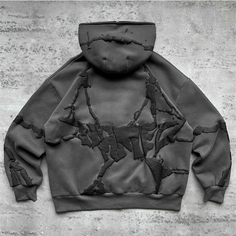 Men's Hoodies Full Zip Sweatsuits Jackets Haruku Hip Hop Streetwear Printing Hoodie For Men