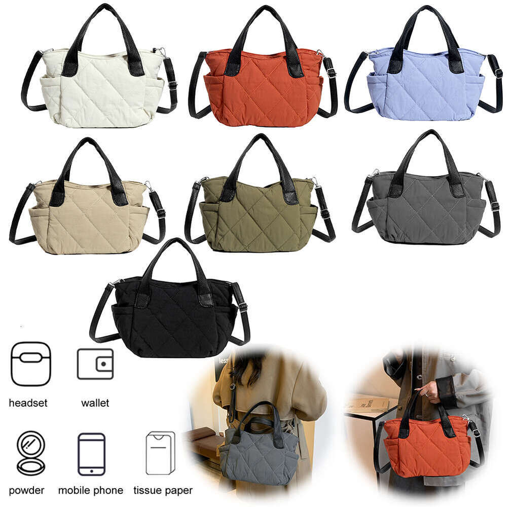 Women Quilted Casual Tote Handbag Adjustable Strap Padded Crossbody Purse with Side Pockets Trendy Messenger Chic Hobo Bag