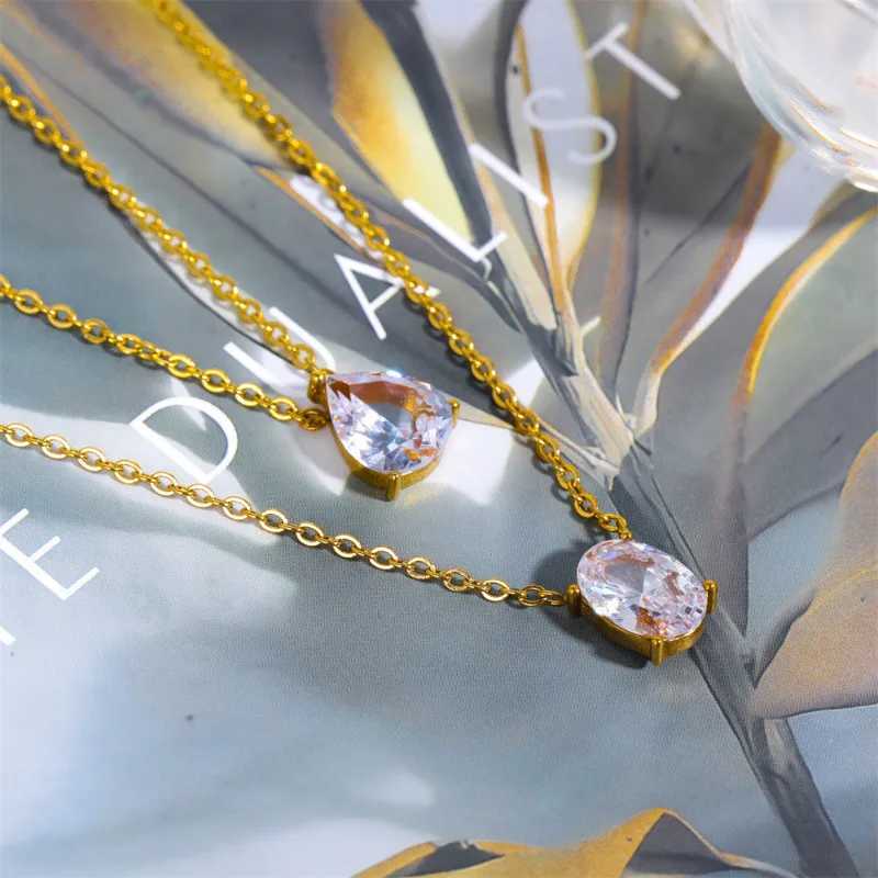 18K gold droplet oval laboratory diamond necklace party wedding pendant necklace mens anniversary jewelry gift W241120