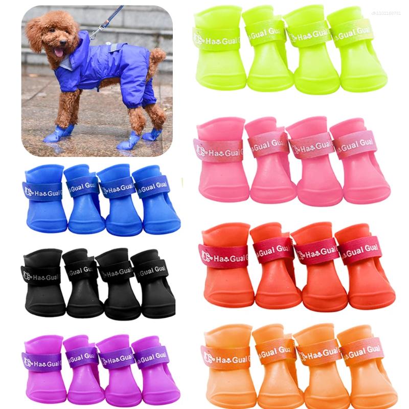 Dog Apparel 4Pcs Pet WaterProof Rainshoe Anti-slip Rubber Boot For Small Medium Large Dogs Cats Outdoor Shoe Ankle Boots Accessories