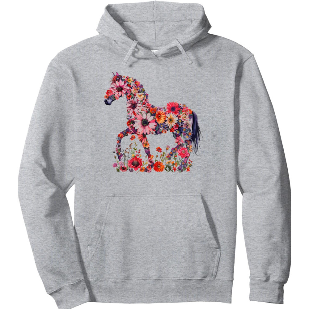 Hoodie for Mens Womens Horse Floral Horse Lover Gift Horse Riding Flowers Pullover Hoodie Graphic Hoodies sweatshirt cool