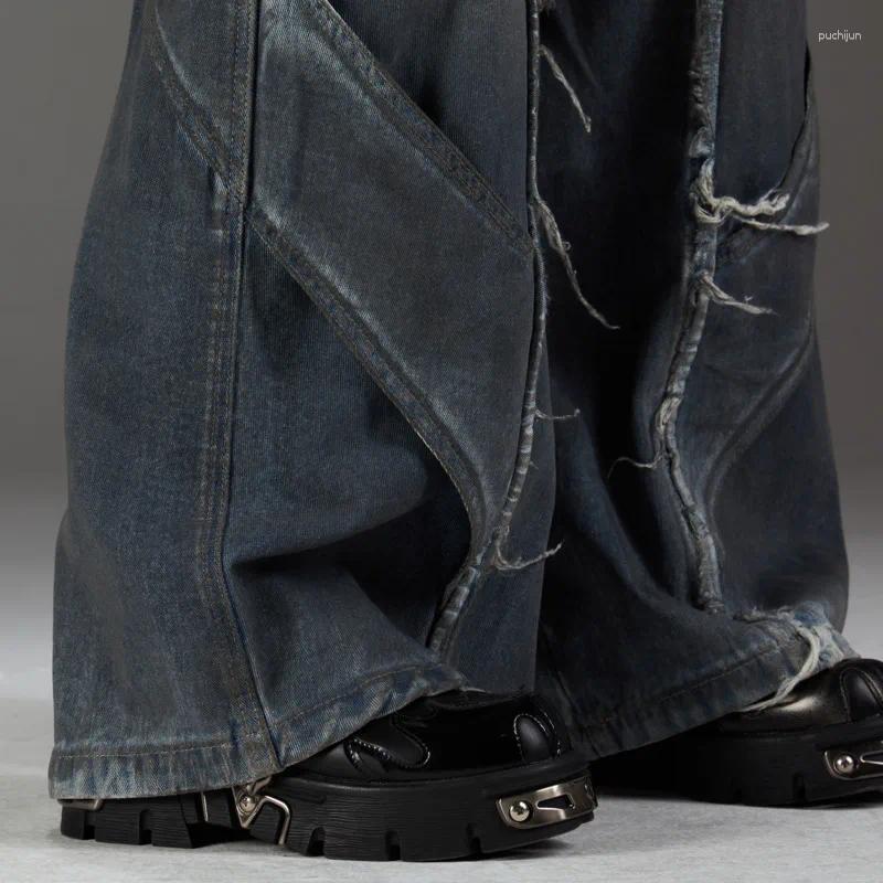 2025 S Fashion Designer Men S Jeans PFNW Scrap Style High Quality Washed Distressed Deconstructed Patchwork For Men And Women Loose Straight Leg Pants