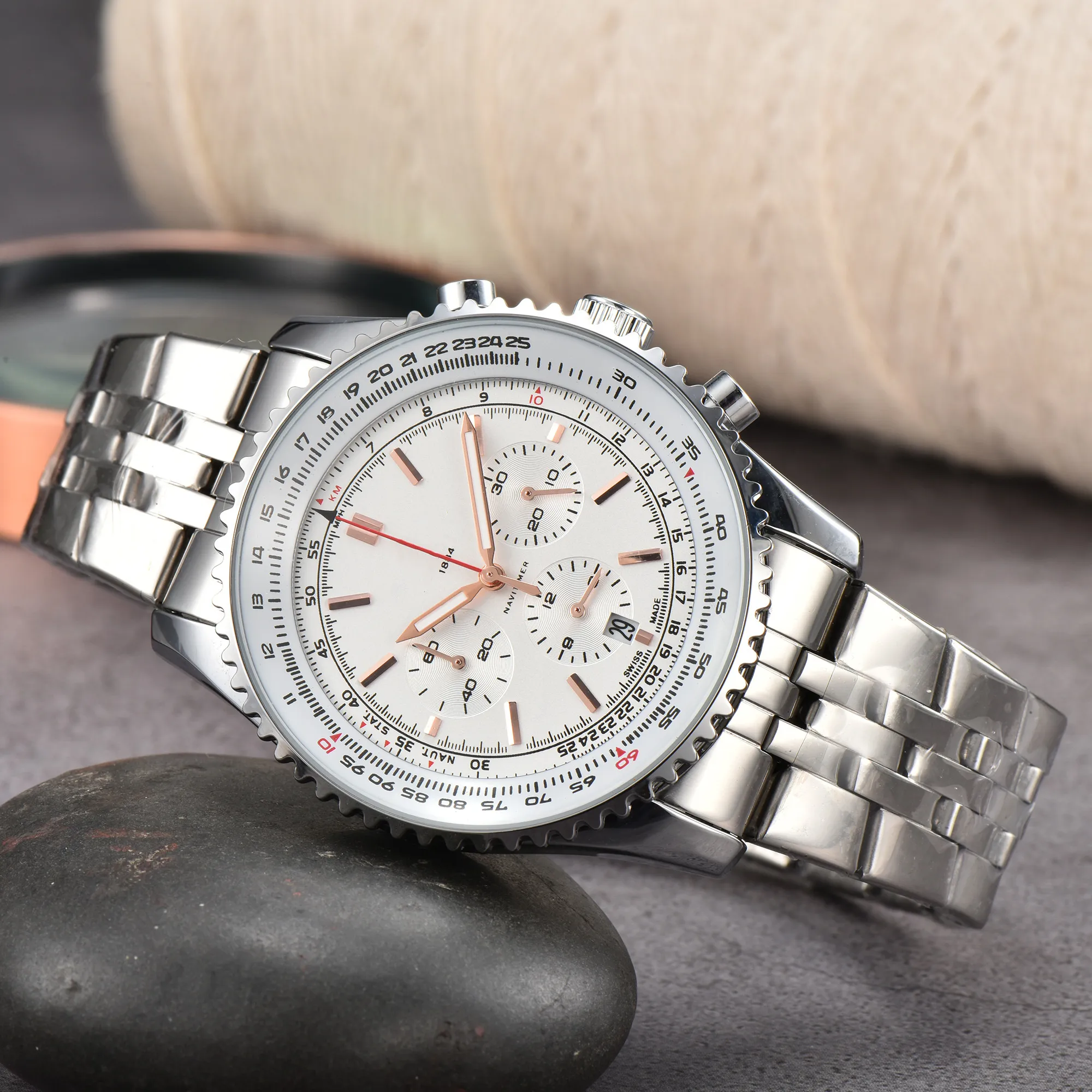 2024 Mens Multi dial QUARTZ Automatic movement watch NAVITIMER watches business 1884 ladies orologio silver plated watchband elegant designer men Wristwatches