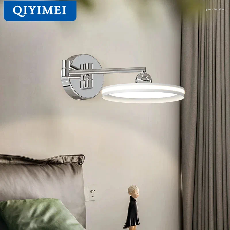 Lamps Wall Indoor LED For TV Background Home Decor Bedroom Aisle Bedside Living Room White Rockeable Arm Light Sconce