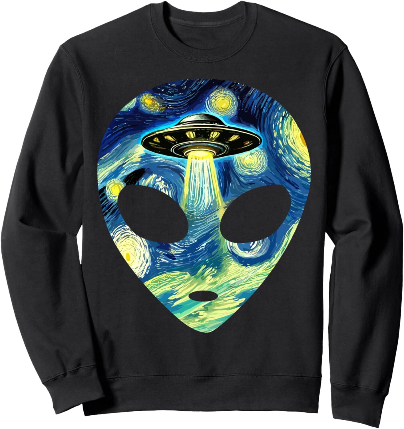 Long Sleeve Shirts for Men sweatshirt Alien Head Flying Saucer Starry Night Van Gogh Painting Art Sweatshirt T shirt Tee Streetwear Casual tops clothe