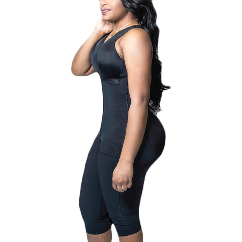 Fajas Colombians Shapewear Bodysuits Tummy Control Adjustable Hook And Eye Front Closure High Compression Knee Length Pants 241120