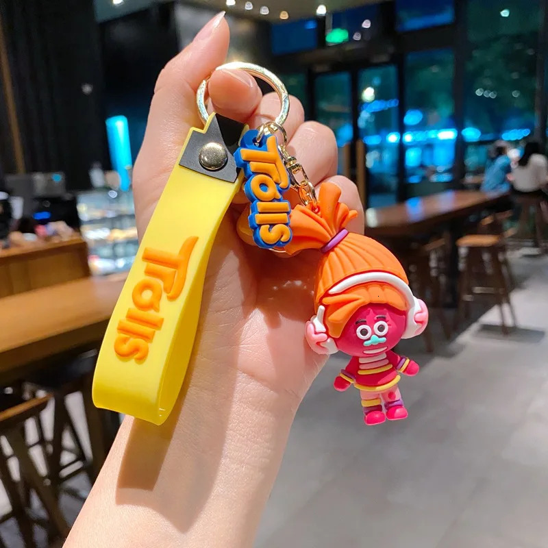 Creative Cartoon Trolls Doll Keychain Pendant Bag Car Key Chain Accessories Gift Promotion 240409