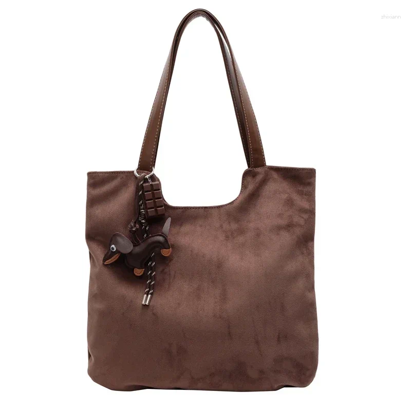 Totes Zipper Suede Product Women's Shoulder Bag Solid Color Fashion Tote Large Capacity Soft Versatile Trendy Handbag zhanyishengli