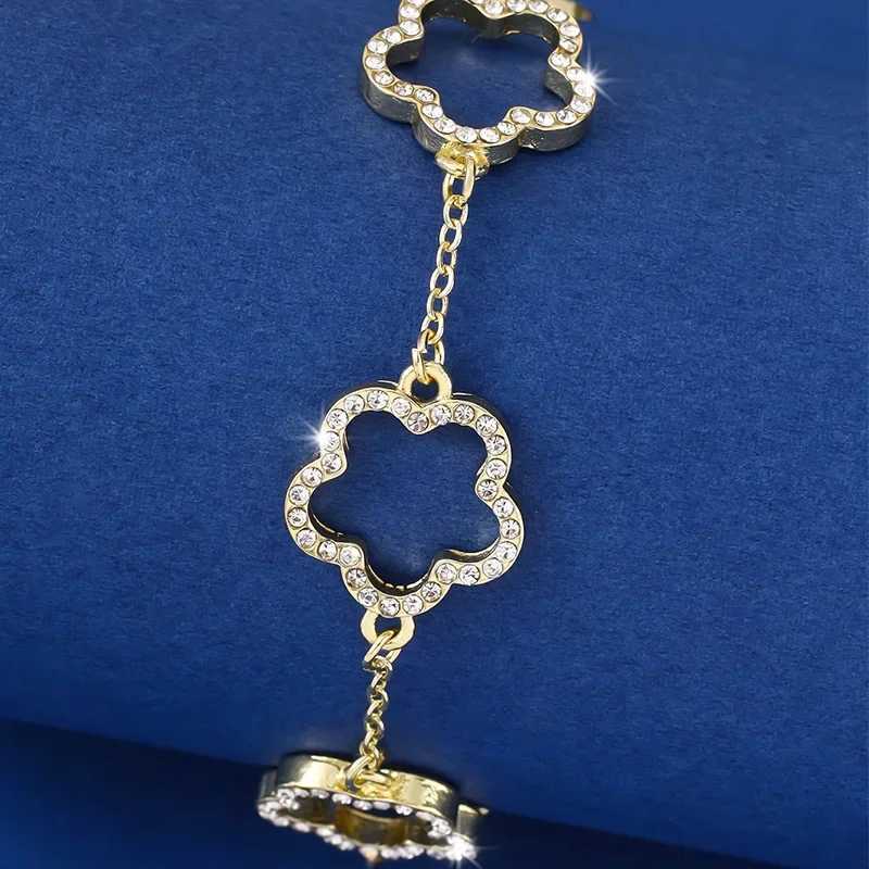 Chain Hollow clover bracelet womens copper Y2k cubic zirconia girl gift summer fashion jewelry accessories H241119