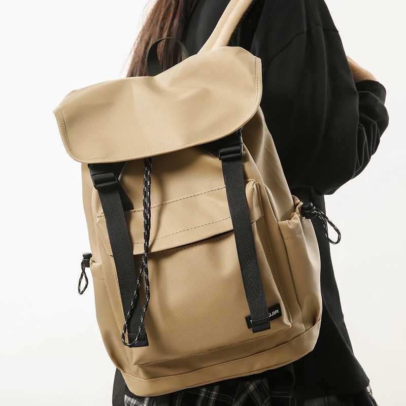 Men's casual backpack solid color large capacity computer bag trendy brand college student backpack women's travel backpack men 241120