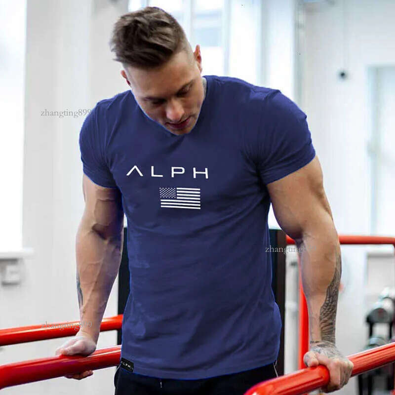 Summer Fashion Men's Casual Short Sleeve T-shirt Sports Cotton Tight Tee Top Male Gym Fitness Clothing Bodybuilding Sweatshirt