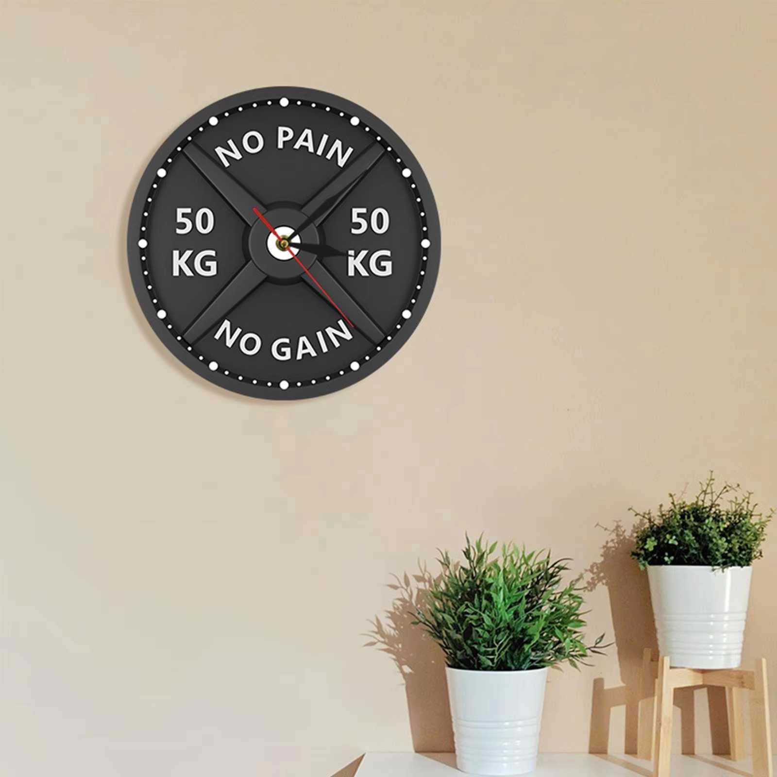 50kg 3D Barbell Wall Clock Gym Wall Clock Silent 12' Non Ticking Decoration Round Battery Operated Watch for Living Room Bedroom M241120