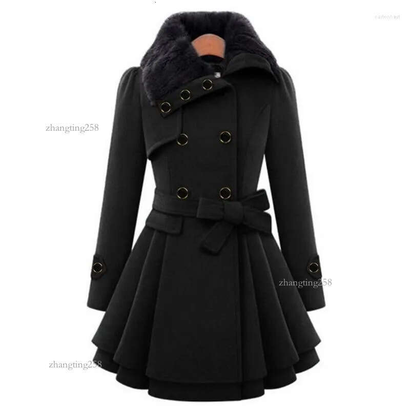 Women's Wool Women's & Blends Women Fashion Thick Warm Coat Windbreaker Outwear Long Sleeve Button Closure Asymmetrical Hem Cloak